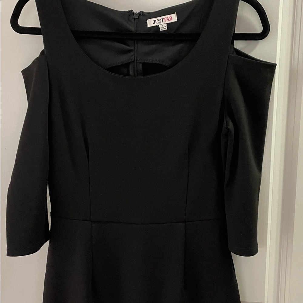 JustFab Elegant Black Dress with shoulder detail